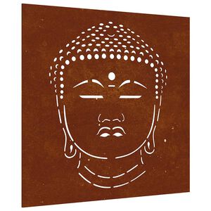 vidaXL Decorazione Muro Giardino 55x55 cm Testa Buddha Acciaio Corten