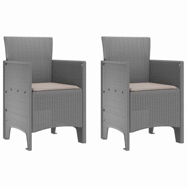 vidaXL Sedia da Giardino 2 pcs Grigio chiaro 53 x 49 x 85 cm