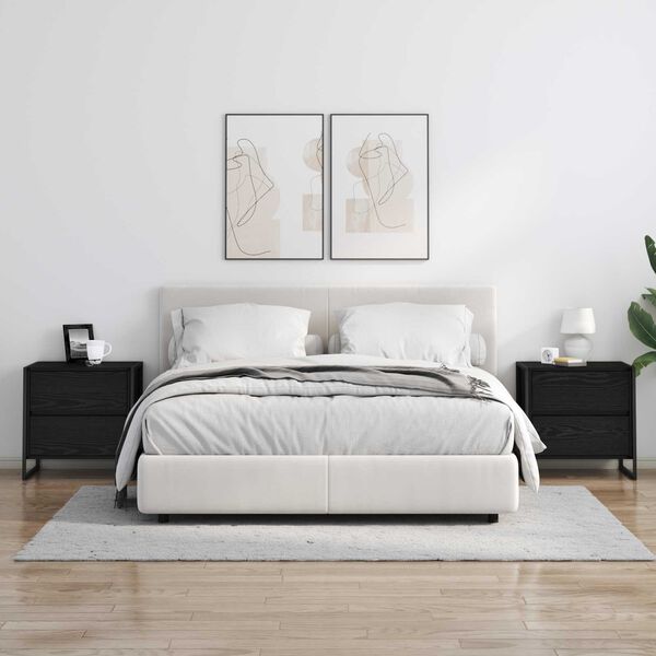 vidaXL Comodino Rovere Nero 50 x 39.5 x 50 cm Legno multistrato