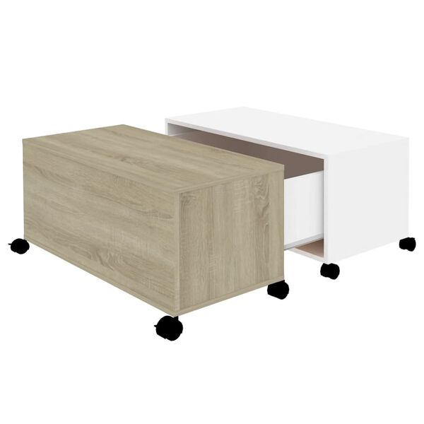 vidaXL Tavolino Salotto Bianco e Rovere Sonoma 75x75x38 cm Multistrato