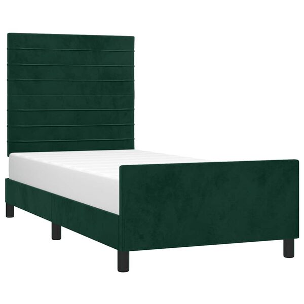 vidaXL Giroletto senza Materasso Verde Scuro 90x190 cm in Velluto