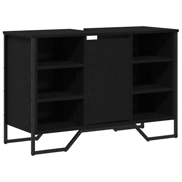 vidaXL Armadio per Lavabo da Bagno Rovere Nero 91 x 35 x 60 cm
