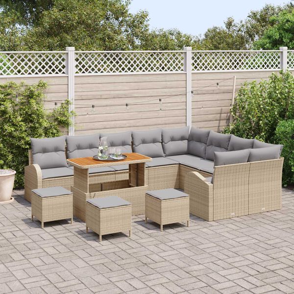 vidaXL Set Divano da Giardino con cuscino 13 pcs Beige e Grigio Chiaro