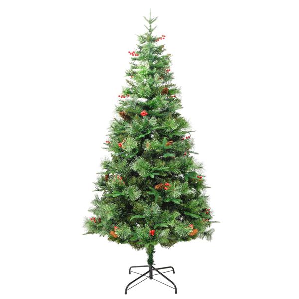 vidaXL Albero di Natale Preilluminato con Pigne Verde 225 cm PVC e PE