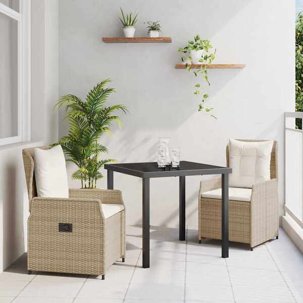 vidaXL Set da Pranzo per Giardino 3 pcs Beige e Grigio Chiaro