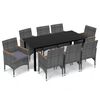 vidaXL Set Pranzo da Giardino 9 pz con Cuscini in Polyrattan Grigio