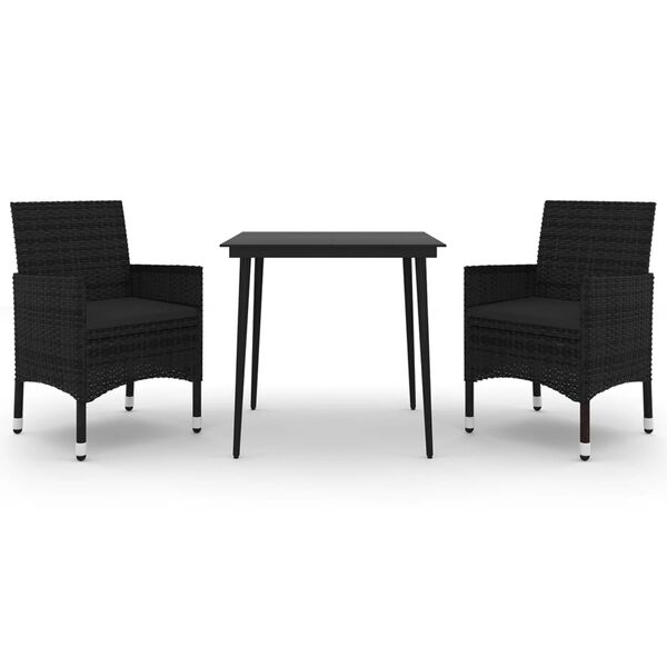 vidaXL Set da Pranzo da Giardino 3 pz con Cuscini Polyrattan e Vetro