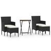 vidaXL Set Bistrot per Giardino 5 pz Polyrattan e Massello Acacia Nero