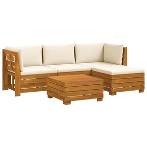 vidaXL Set di divani da esterno con cuscino 5 Pezzo Marrone