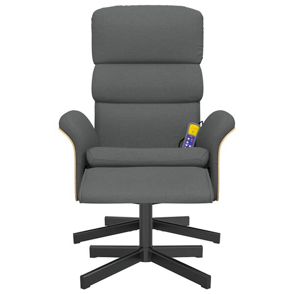 vidaXL Poltrona Reclinabile Massaggio Poggiapiedi Grigio Scuro Tessuto