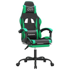 vidaXL Sedia da Gaming Girevole con Poggiapiedi Nero Verde Similpelle