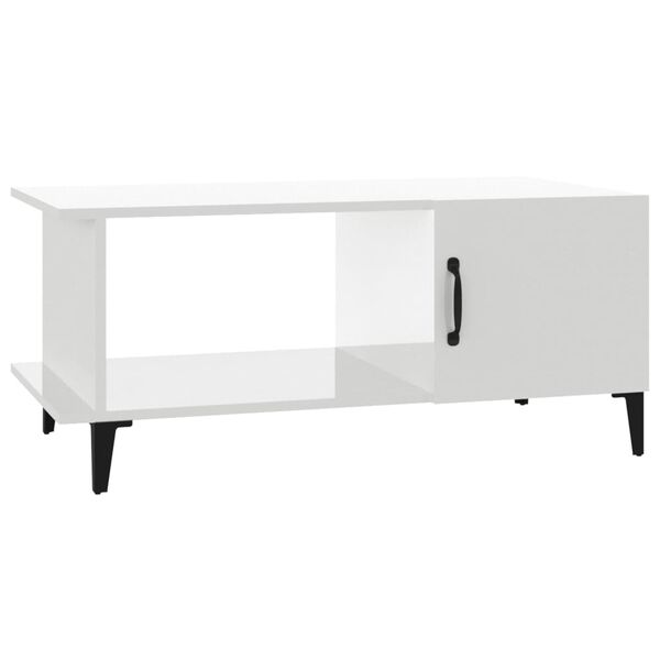 vidaXL Tavolino da Salotto Bianco Lucido 90x50x40 cm Legno Multistrato