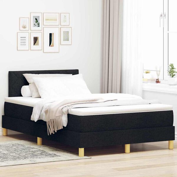 vidaXL Letto a molle con materasso Nero 120 x 190 cm Tessuto