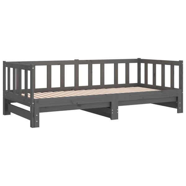 vidaXL Dormeuse Estraibile Grigia 2x(90x190) cm Legno Massello di Pino