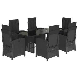 vidaXL Set da Pranzo da Giardino 7 pz Nero con Cuscini in Polyrattan