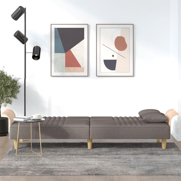 vidaXL Divano Letto con Braccioli Tortora in Tessuto