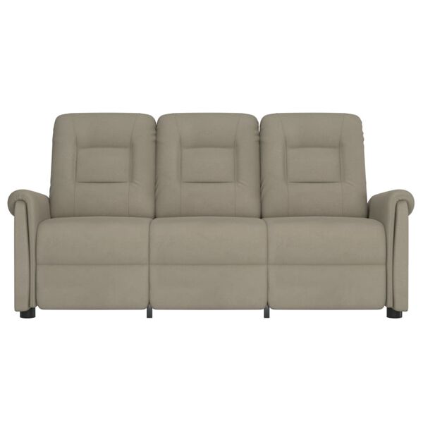 vidaXL Divano Massaggio Reclinabile 3 Posti Grigio Chiaro Microfibra