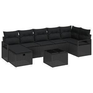 vidaXL Set di divani con cuscino 8 pcs Nero polyrattan