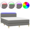 vidaXL Letto a Molle Materasso e LED Grigio Scuro 140x200cm in Tessuto