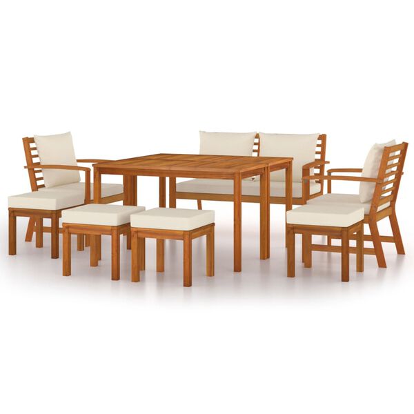 vidaXL Set da Pranzo da Giardino 9pz con Cuscini Legno Massello Acacia