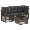 vidaXL Set Divano da Giardino 4 pcs Grigio polyrattan