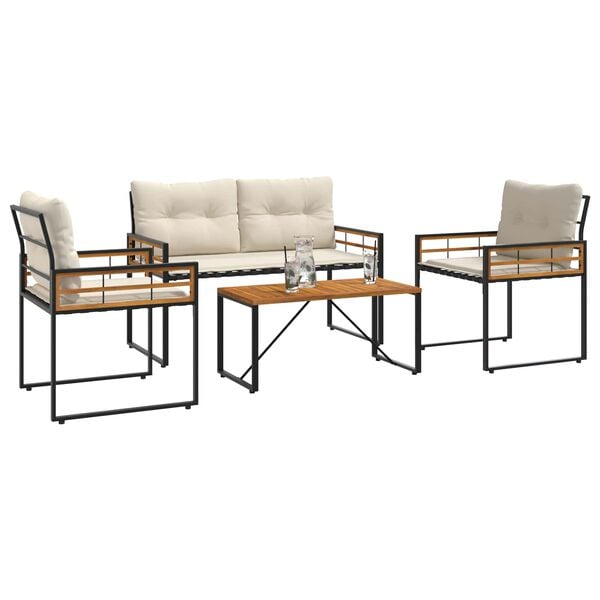 vidaXL Set di Mobili da Esterno con cuscino 4 pcs Crema
