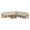 vidaXL Set Divano da Giardino 10 pz Naturale e Bianco Crema polyrattan