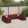 vidaXL Set Divani da Giardino 9 pz con Cuscini in Polyrattan Marrone