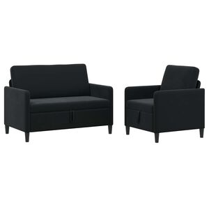 vidaXL Set di Divani con Storage 2 pz Nero Poliestere