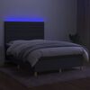vidaXL Letto a Molle Materasso e LED Grigio Scuro 140x190cm in Tessuto