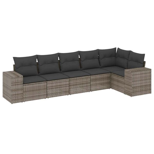 vidaXL Set Divano da Giardino 6 pz con Cuscini Grigio in Polyrattan