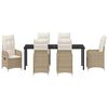 vidaXL Set da Pranzo per Giardino con cuscino 7 pcs Beige polyrattan
