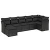 vidaXL Set Divani da Giardino con Cuscini 7pz Nero Polyrattan