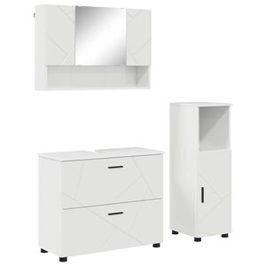 vidaXL Set di mobili per il bagno con cassetto 3 pcs Bianco Lucido