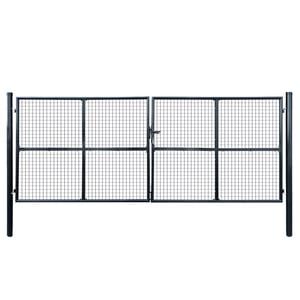 vidaXL Cancello da Giardino in Rete di Acciaio Zincato 400x150 cm Grigio