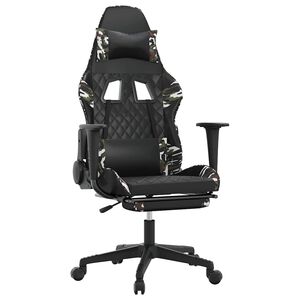 vidaXL Sedia Gaming Massaggio Poggiapiedi Nero e Mimetico Similpelle