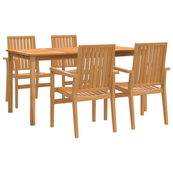 vidaXL Set da Pranzo per Giardino 5 pz in Legno Massello di Teak