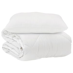 vidaXL Piumone con cuscino 2 pcs Bianco Microfibra