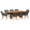 vidaXL Set da Pranzo per Giardino 9 pz Grigio polyrattan