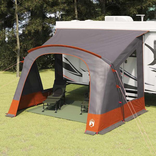 vidaXL Tenda per Caravan Grigio e arancione 410 x 275 x 245 cm