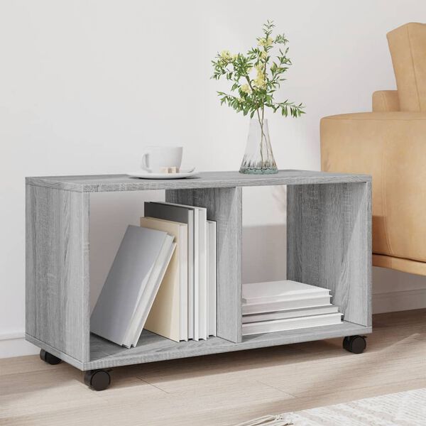 vidaXL Mobiletto con Ruote Grigio Sonoma 72x33x42,5 cm in Truciolato