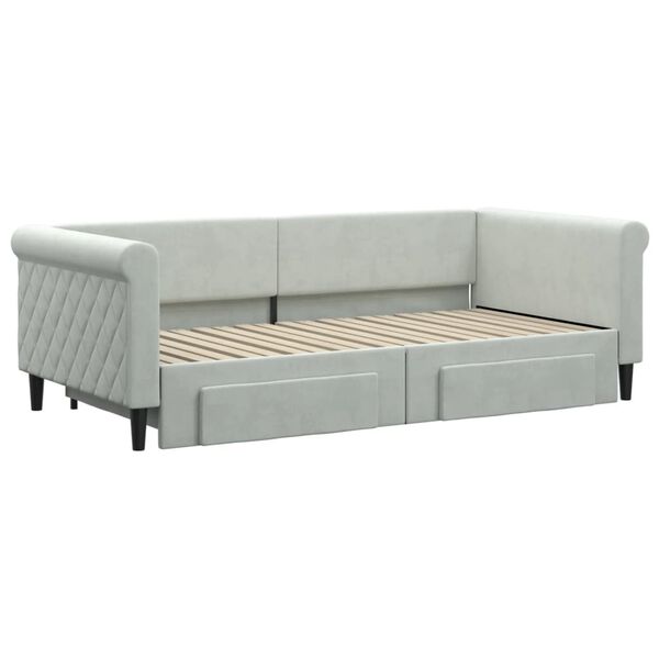 vidaXL Divano Letto Estraibile Cassetti Grigio Chiaro 90x190cm Velluto