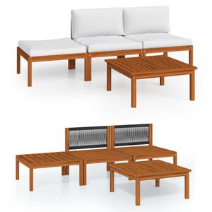 vidaXL Set da giardino 4 pezzi con cuscini crema 63x63 cm