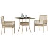vidaXL Set da Pranzo per Giardino 3 pcs Beige Poly Rattan