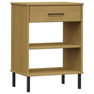 vidaXL Mobile Consolle Gambe Metallo Marrone Legno Massello Pino OSLO