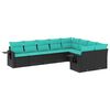 vidaXL Set Divani da Giardino 9 pz con Cuscini Nero in Polyrattan