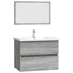 vidaXL Set Mobili da Bagno 2 pz Grigio Sonoma in Legno Multistrato