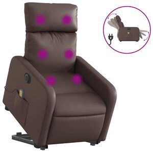 vidaXL Poltrona Alzapersona Elettrica Reclinabile Marrone Similpelle