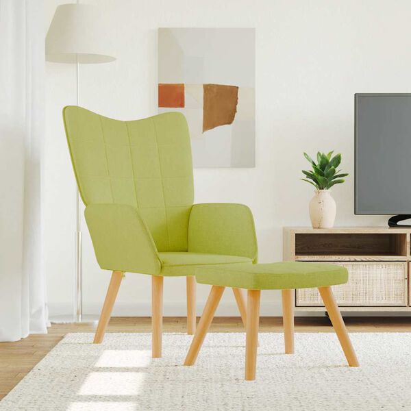 vidaXL Poltrona Relax con Poggiapiedi Verde in Tessuto