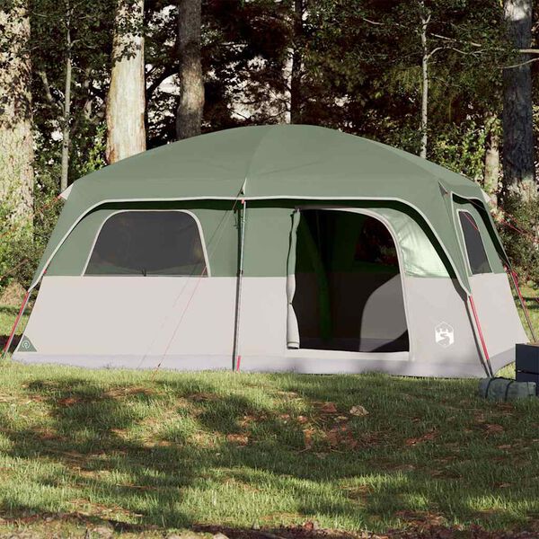 vidaXL Tenda Familiare Cabina per 8 Persone Verde Impermeabile